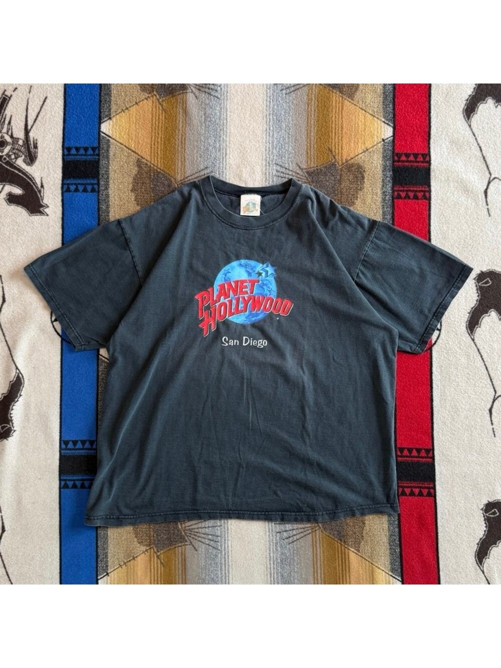 Vintage 90s Planet Hollywood San Diego T-Shirt Size XL Black Faded Made In USA
